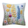 Funda de Almohada de Plantas y Flores Transfronteriza, Funda de Cojín con Bordado Imitación de Flores y Mariposas 3D Decoración del Hogar
