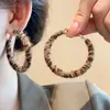 Pendientes Colgantes Redondos con Estampado de Leopardo en Tela de Aguja de Plata Estilo Retro de Hong Kong Moda Pendientes Elegantes Lujo Accesible Pendientes de Gama Alta para Mujer
