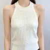 Colete Tricotado de Gola Alta sem Ombro Estilo Hot Girl Pure Desire para Mulheres Verão 2026 Padrão Torcido Slim Fit Redutor de Idade
