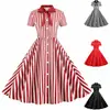Comercio Exterior Europa y Estados Unidos Transfronterizo Nuevo Verano para Mujer Rayas Costura Manga Corta Festival Mariposa Fiesta Temperamento Vestido Largo