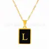 Colar Pingente Medalha Retangular Novo Estilo Europeu e Americano com 26 Letras, Gargantilha de Corrente Cobra Grossa com Design Único