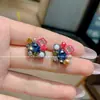 Pendientes Coreanos de Diseño de Nicho Exquisitos Rombo Cuadrado de Cristal Diamante de Colores Pendientes de Colores Caramelo Pendientes de Gama Alta