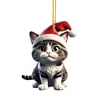 Pendente de Gato Criativo de Natal para Carro Pingente de Mochila Acrílico Decoração de Natal para Casa