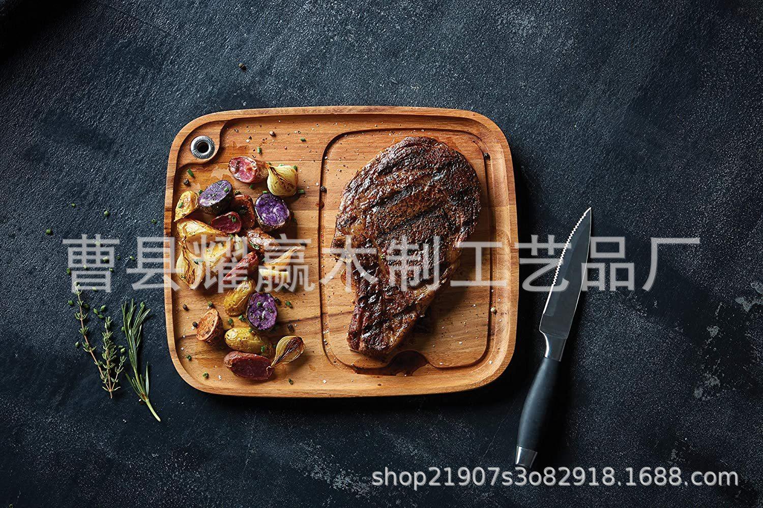 相思木质牛排托盘家用点心水果带凹槽砧板切菜板木质面包板BSC