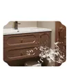 Juego de gabinete de baño inteligente de madera maciza de nogal estilo chino tradicional con lavabo de cerámica integrado