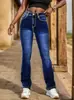 [Fábrica de Mezclilla Personalizada Odm] Pantalones Vaqueros Casuales Sueltos Estampados con Parches de Trabajo para Mujer Xintang Personalizados