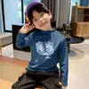 Camada Base Masculina de Lã Quente com Gola Meia-Alta Outono Inverno Novo Estilo Camiseta de Manga Longa para Meninos Grandes e Médios Top Fresco Bonito