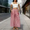 Ropa de Mujer de Comercio Exterior Transfronteriza Europea y Americana Amazon TEMU Wish Shein Pantalones de Pierna Ancha Elásticos con Bolsillo de Cordón Pantalones Cortos