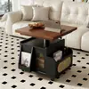 Mesa de Centro de Madeira Maciça com Altura Ajustável para Uso Doméstico, Mesa de Chá Empilhável e Móvel para Apartamentos Pequenos, Mesa de Jantar Multifuncional, Mesa Lateral de Sofá