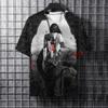 Camiseta de Moda de Verano para Hombre con Tatuaje de Samurái Fresco Casual Estampado 3D Hip Hop Camiseta de Cuello Redondo Top