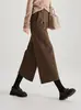 Calidad de Mostrador Moda Nueva Invierno 2025 Gruesos Cepillados Cálidos Acortados de Pierna Ancha Pantalones Casuales Pantalones de Mujer