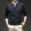 Suéter Masculino de Manga Longa Falso Duas Peças Outono e Inverno Novo Suéter de Lã Solto Estilo Old Money Tricotado Simples Casual para Homens