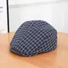 Boina artística de cuadros retro para llevar al revés, boina de estilo francés para mujer, colección de primavera y otoño, hace que la cara se vea más pequeña, gorra de pintor, gorra de repartidor