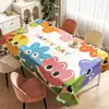 Toalha de Mesa Desenho Animado, Sem Lavagem, Impermeável, À Prova de Óleo, Resistente ao Calor, Estilo Dopamina Creme, Toalha de Mesa Retangular, Protetor de Mesa, Chá