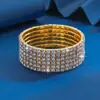 Pulsera de mano europea y americana de estilo explosivo de moda Cruzada Multihilera completamente de diamantes Tendencia de moda temperamento Pulsera elástica brazalete para mujer al por mayor