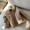 Chaqueta Retro con Forro de Piel para Niña 2026 Invierno Nueva Ropa Infantil Estilo Motero de Lana de Cordero