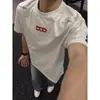 Marca Americana Moderna T-shirt de Manga Curta Bordada com Letras Masculina Verão Ensino Fundamental Médio Estudantes Jovens Gola Redonda Top ins