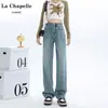 Jeans Reta Grossa Forrado com Lã de Inverno Feminino Solto Emagrecedor para Figura em Pera Calças de Perna Larga Estreita