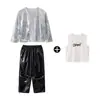 Ropa Moderna Infantil de Street Dance para Niños Hip-Hop Holgada Lentejuelas Batería Disfraz de Actuación de Año Nuevo Ropa de Jazz para Niñas