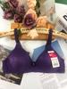 Mei Fang 223 Copa Pequeña Sin Aros Sujetador Delgado Suave y Cómodo Ropa Interior de Flores Oscuras Sujetador Trasero de Doble Hebilla
