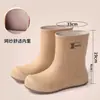 Botas Blancas Impermeables con Cordón para Mujer Primavera/Verano Botas de Lluvia Exquisitas Zapatos de Goma Antideslizantes para Viajes Urbanos Zapatos de Agua Banda Elástica para Mujer Botas de Agua