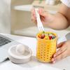 Taza de Fruta de Doble Capa Estilo Picnic Campamento Estudiantil Creativo con Tenedor Drenable Portátil Taza para Desayuno Avena Taza para Yogur