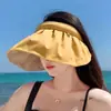 Chapéu de sol com formato de concha para mulheres, proteção UV, chapéu de sol com revestimento preto, faixa de cabeça dobrável, chapéu de sol para circunferência de cabeça pequena, proteção solar facial completa