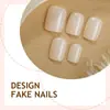 Unhas Vestíveis Estilo Simples Transfronteiriças Europeias e Americanas Quadradas Curtas Cor Nude Pura Manicure Adesivos 24 Peças Removíveis Produtos Acabados Atacado