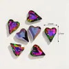 Zircón iridiscente multicolor en forma de corazón 14*17 mm con agujero para collar DIY, accesorio para el cabello, componentes de joyería al por mayor