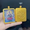 Nova Colar com Pingente de Thangka Guanyin Colorido Dourado de Alto Padrão e Thangka Deus da Riqueza Amarelo com Corda Acessórios Femininos Pingente