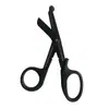 Tesoura de Ferramenta Portátil para Exterior para Cortar Gaze, 14,5 cm, Cabo Escurecido, Cabeça Curva, Bandagem de Acampamento