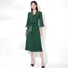 Novo vestido social elegante plissado para mulheres, elegante para o trabalho, plissado de escamas de peixe, cintura marcada, modelador, mangas flare, saia de comprimento médio