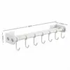Estante de Almacenamiento para Cocina, Ganchos para Cocina, Barra con Ganchos Móviles, Barra Colgante sin Taladro, Soporte para Espátulas y Cucharas, Almacenamiento Montado en Pared