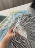 68% Tencel, Costuras en Color Contrastante Estilo Occidental, Cuello Medio Abierto, Protección Solar Rayada Ligera y Fresca, t Casual Holgada