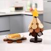 Un Salvamanteles Aislante Térmico con Forma de Árbol, Posavasos de Madera Maciza, Salvamanteles de Escritorio para el Hogar con Forma de Calabaza Resistente a Altas Temperaturas, Base para Ollas, Soporte para Vajilla, Bambú