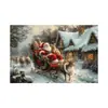 Banner de Renos Navideños Transfronterizos Bandera de Garaje de Papá Noel Tela Colgante para Fotografía Diseño de Fiesta Tela de Fondo Decorativa