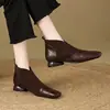 Botines elásticos de estilo británico de nicho francés con retazos para mujer 2026 Otoño/Invierno Nuevas llegadas Botines de cuero suave con punta cuadrada