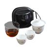 Juego de té de viaje de cerámica de jade graso de oveja, una tetera, dos tazas, taza exprés portátil para exteriores, regalo de negocios, regalo