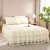 Faldón de Cama con Borde de Encaje Europeo Estilo Colcha Pieza Única Estilo Princesa Encaje Cubierta Protectora Delgada para Cama de 1.8m Resistente al Polvo Verano