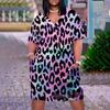 2022 Verano Nuevo Estación Independiente Moda Europea y Americana Casual Talla Grande Holgado Estampado Leopardo Multicolor Impreso en 3D Vestido