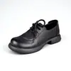 Zapatos de mujer sencillos con cordones, tacones gruesos, amortiguación, suelas gruesas, punta redonda y ajuste holgado, adecuados para mujeres de mediana edad para el uso diario en el trabajo.