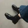 Botines de Tacón Grueso Temporada Primer Encuentro para Mujer Otoño Invierno Botines Individuales Tacón Medio Elásticos Adelgazantes Botas Nuevas Punta Cuadrada Botas Martin Negras