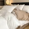 Conjunto de cama de quatro peças em algodão de fibra longa com 60 fios, algodão puro, luxo leve, toque de alta qualidade, inclui lençol de cima, capa de edredom e lençol com elástico