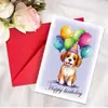 Conjunto de Cartão de Aniversário com Desenho de Cachorro Fofo de Tamanho Grande e Envelope para Enviar Cartões de Felicitações a Amigos