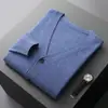 Cardigã masculino, suéter de lã liso de luxo leve para negócios, suéter casual masculino, tricô com gola V, blusa nova, peça de tricô para inverno