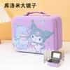Estuche de Maquillaje de Dibujos Animados de Moda Kuromi con Espejo, Organizador Infantil y Caja de Cuero para Guardar Tarjetas