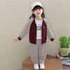 Conjunto Infantil Primavera e Outono 2025 Novo Conjunto Casual de Duas Peças Listrado para Meninas Roupas de Cardigan Esportivo de Outono para Bebê Menino