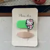 Nuevo Pasador de Tela Estilo Coreano para Niños con Dibujos Animados y Cuadros Ovalados Laterales para Flequillo de Niñas