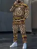 2025 Sudadera con capucha informal holgada nueva tendencia cruzada de comercio exterior europeo y americano Temu Conjunto de sudadera y pantalones de chándal para hombre