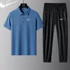2025 Nuevo Verano Transpirable Refrescante Camisa Polo Conjunto de Camisetas para Hombre Conjunto de Tres Piezas Transpirable de Seda de Hielo de Manga Corta